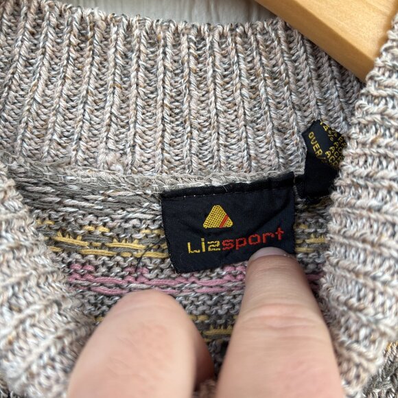 Vintage Liz Sport Mock Neck Sweater Women's Small Multicolor Grandpa Coastal - Picture 3 of 7